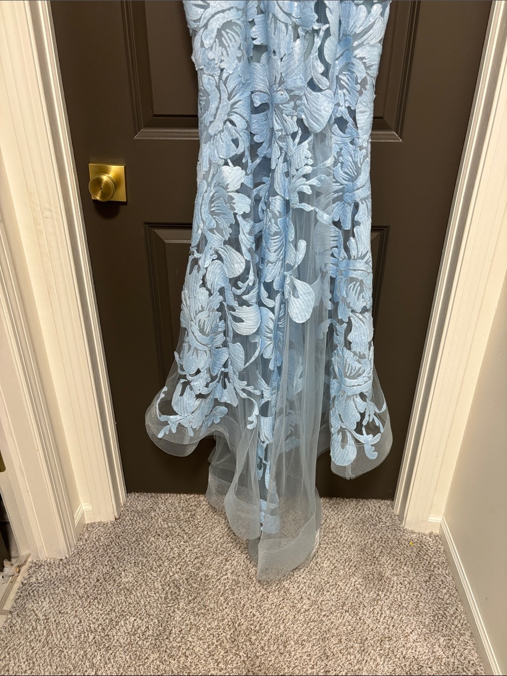 Jovani light blue lace mesh dress 10 - Picture 6 of 13